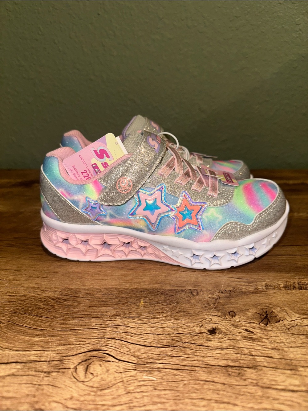 Skechers Kids Light-Up Rainbow Star Sneakers - Pink, Silver, Multicolor - Picture 2 of 8